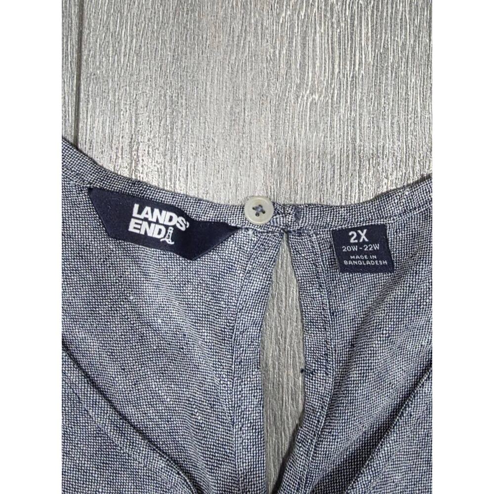 Lands' End 100% Linen Dress Sleeveless Swing Knee Length Grey 2X A003322 - Picture 9 of 10